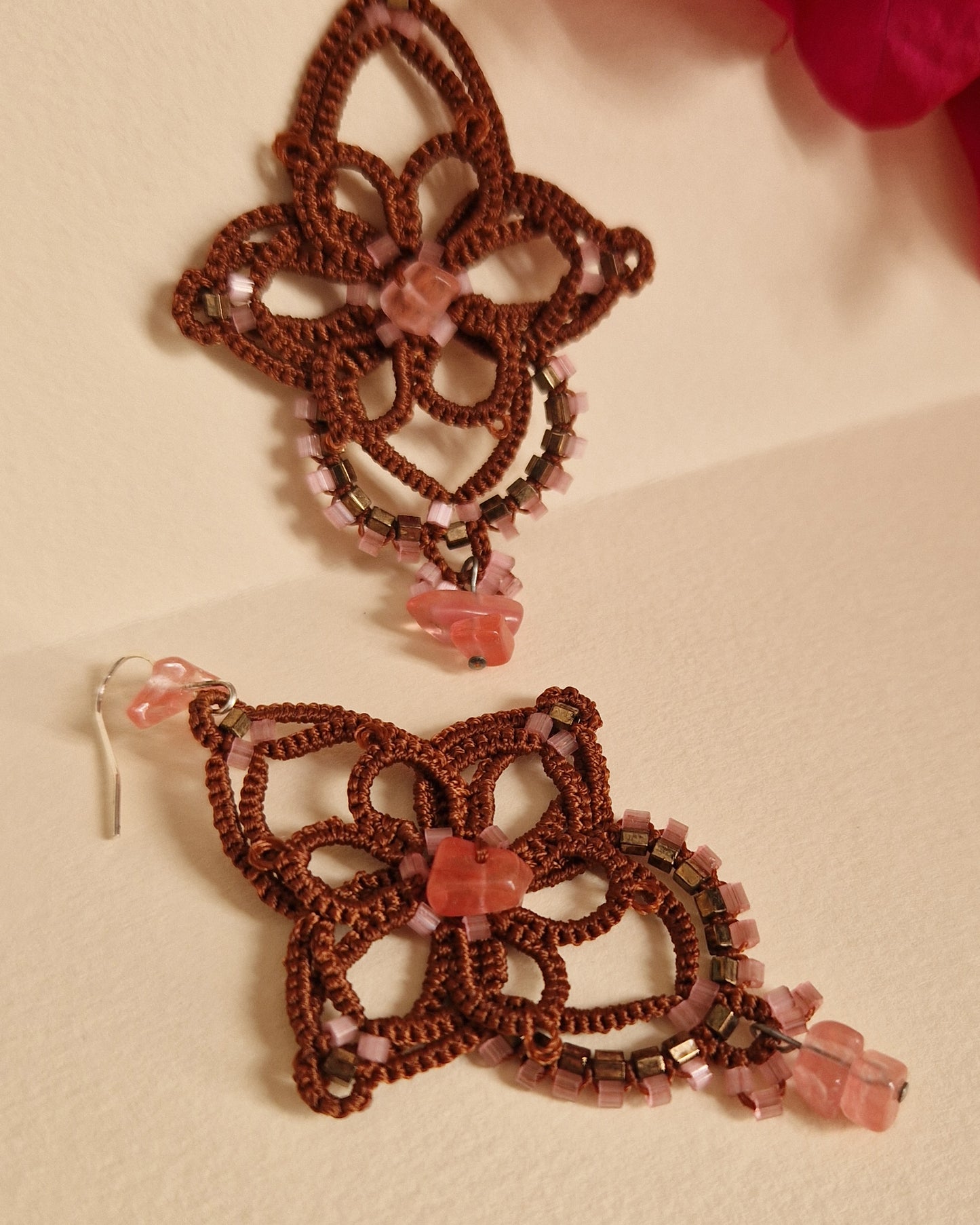 Eos – Siena & Rose | Tatting Lace Earrings with Natural Stones