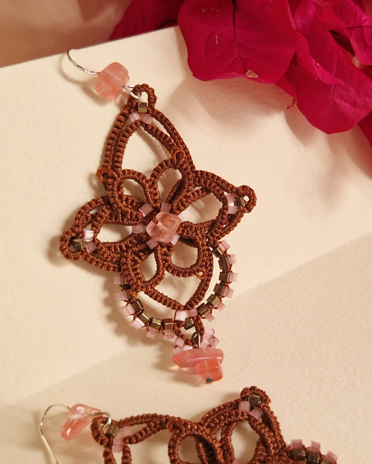 Eos – Siena & Rose | Tatting Lace Earrings with Natural Stones