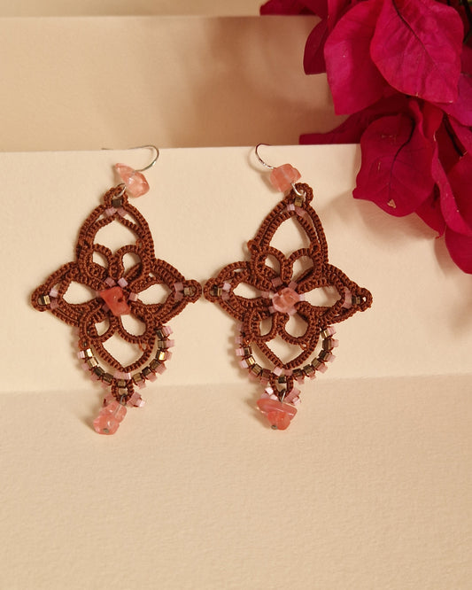 Eos – Siena & Rose | Tatting Lace Earrings with Natural Stones